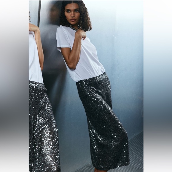 H&M silver/grey sequin skirt - Picture 2 of 11